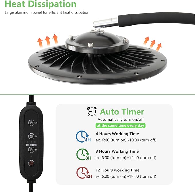 100W Grow Light for Indoor Plants, Full Spectrum LED Tall Plant Lights with Timer, Standing Floor Growing Lamp, 67" Height Adjustable for Large Many Plants