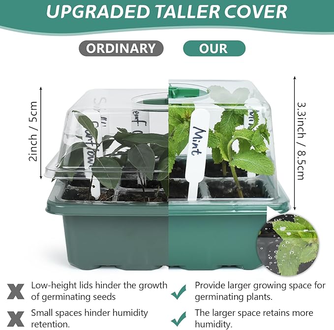 Artcome 10-Pack Seed Starter Tray - 6 Cells Each with Push-Up Ejector - Seed Starter Kit for Rapid Growth and Healthy Seedlings at Home - 30 Cells in Total