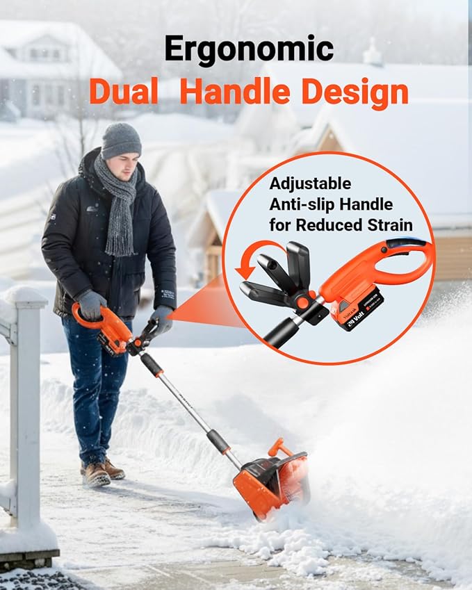 VOLTASK Cordless Snow Shovel Brushless, 24V 13 Inch Cordless Snow Blower, Electric Snow Shovel with Directional Plate & Adjustable Front Handle (4-Ah Battery & Quick Charger Included)