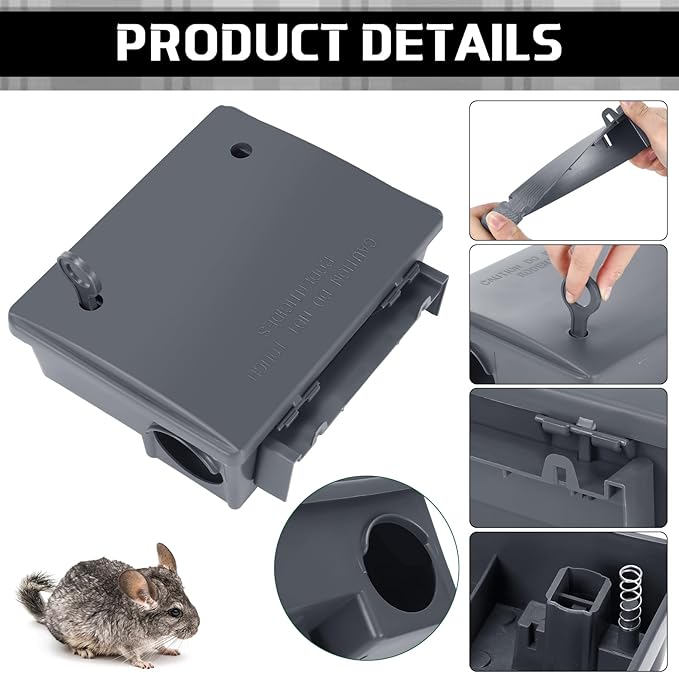 Qualirey 12 Packs Rat Bait Station Box Outdoor Rodent Rat Traps with Key Mouse Bait Station Indoor Mice Box for Outdoor Use Keeping Pets and Children Safe (Grey)