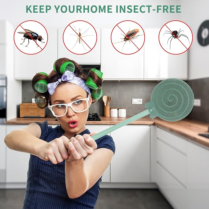 Fly Swatter, Fly Swatter for Indoors, FlySwatter, Fly Swatters Green 2PCS