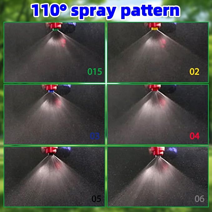 110°Flat Fan Spray Nozzles, 7PCS 0.1–0.6mm Sprayer Nozzle Tips, for the Replacement Boom Pump Sprayer Knapsack, Garden & Agricultural Tank Spraying Equipment