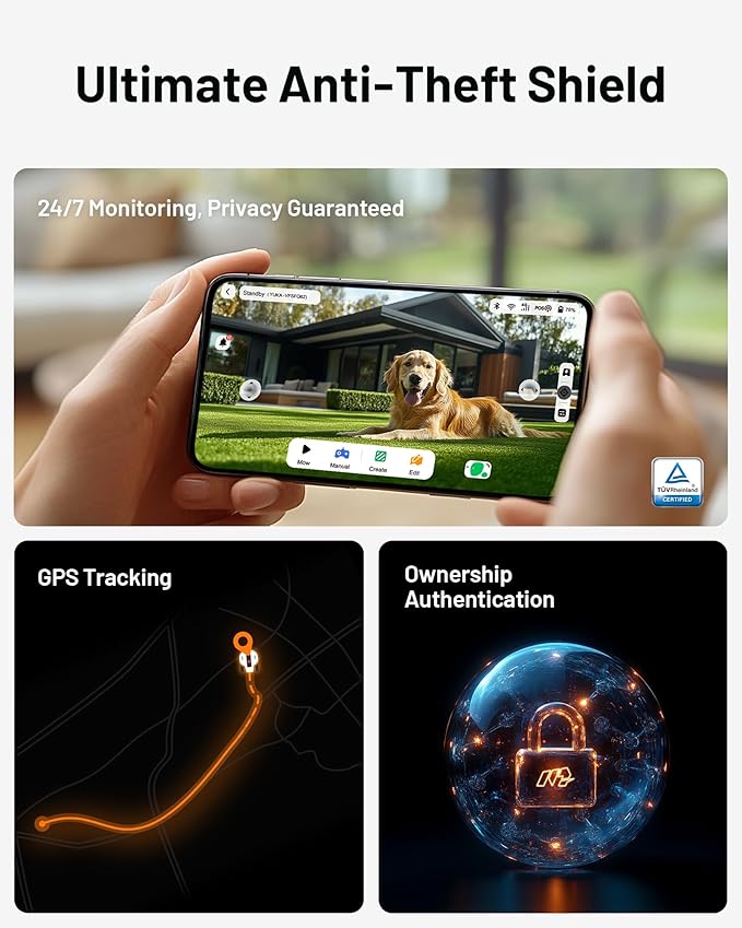 YUKA 2000 Robot Lawn Mower with Sweeper Kit, Ultrasense AI Vision & RTK Antenna, Auto Mapping & App Control,45% Slope Capability,Dual Cutting Discs, Up to 20 Mowing Zones