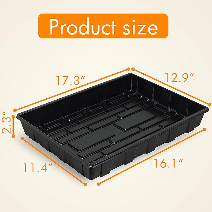 Gardzen 10 Pack Seed Trays, Reusable Plant Grow Trays, Ideal for Seed Starting, Microgreens, Indoor Gardening, and Greenhouse Plant Nurseries - No Drain Holes, 17.3" x 13"