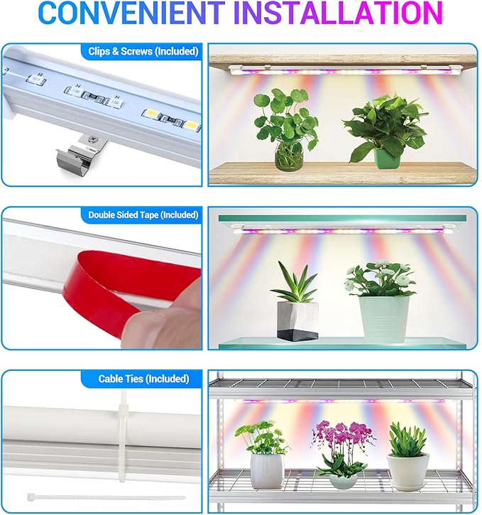 LED Grow Lights Strips for Indoor Plants, 3 Working Modes & 10 Dimmable Levels Plant Lights with Auto Cycle Timer 3/9/12Hrs, 36W Full Spectrum DIY Growing Lamps for Seedings Hydroponics, 6 Strips