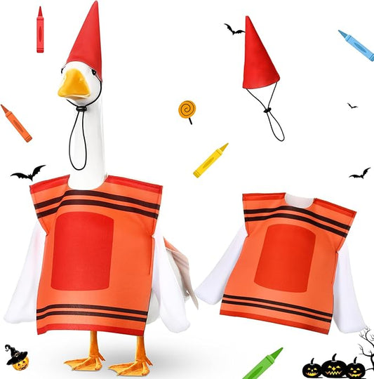 Geyoga Halloween Goose Crayon Costume Porch Goose Outfits 23" Fall Geese Clothes Classroom Lawn School Garden Patio Yard Outdoor Decorations(Red,Crayon)