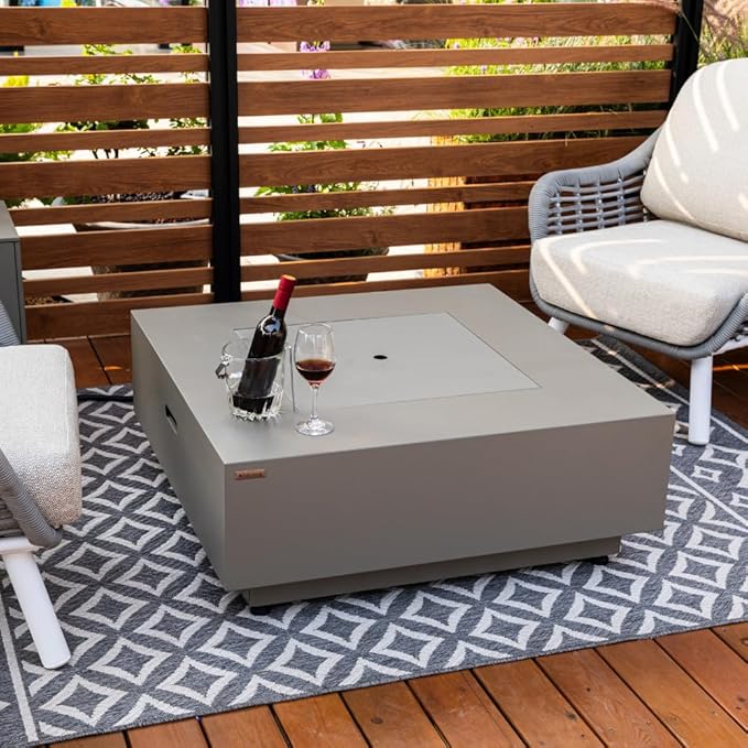 Ashton 36” Propane Fire Pit Smokeless Firepit Converts to Outdoor Gas Fire Pit for Outside Patio Firepit Table Includes Windscreen Rain & Tank Cover Lava Rocks Lid CSA Certified