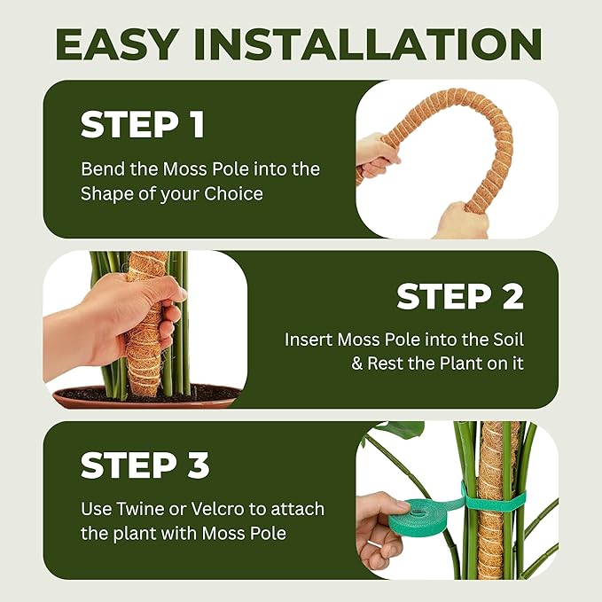 2 Pack 48 Inch Moss Pole for Plants Monstera, Tall Moss Poles for Climbing Plants Monstera, Handmade Coco Coir Plant Pole, Monstera Plant Support for Plant Grow