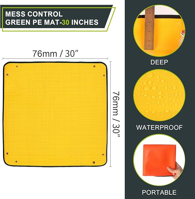 30" X 30" Large Plant Repotting Mat for Indoor Plants Potting Soil, Foldable Waterproof Plant Repotting/Potting Tray, Portable Potting Mat Gardening Tray for House Plants (Medium 30 X 30" (Orange))