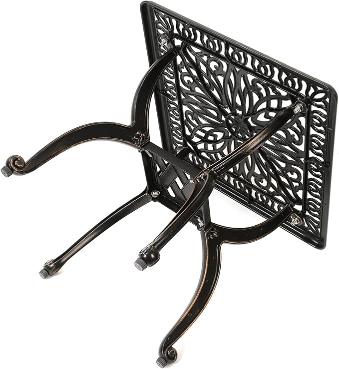 KAILI Outdoor Cast Aluminum Side Table Patio Side Table Backyard, Pool, Indoor, Easy Maintenance and Weather Resistant Coffee Table Porch Table Bistro Table (18.5square-Bronzed)