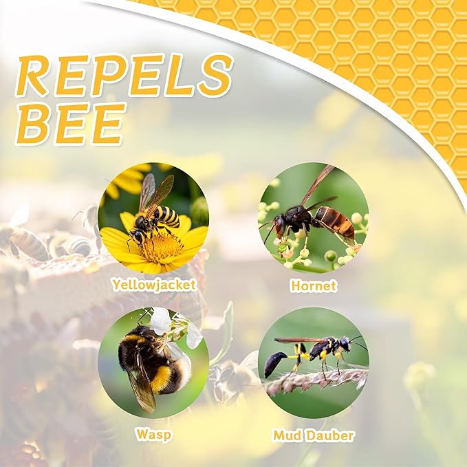 24PCS Wasp Repellent Balls Patio, Natural Peppermint Oil Bee Deterrent for Indoor & Outdoor, Natural Pest Control, Safety for Pet and Kids, Repels Bee, Yellowjacket, Hornet, Wasp, Mud Dauber