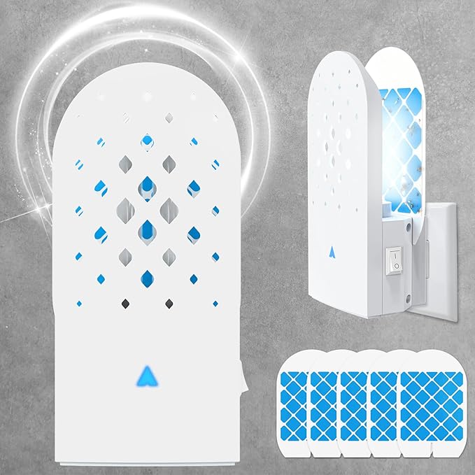 Fruit Fly Traps for Indoors, Plug-in Fly Trap Indoor with UV Light, Flying Insect Trap Mosquito Catcher Killer for Gnat, Moth, Flies with 5 Pcs Glue Boards