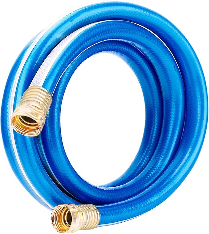 Solution4Patio Short Leader Garden Hose 3/4 in. x 5 ft. -Kink free, No Leaking, Both Female Brass/Aluminum Fittings -Heavy Duty Durable Flexible Lightweight Water Pipe for Household & Commercial -Blue