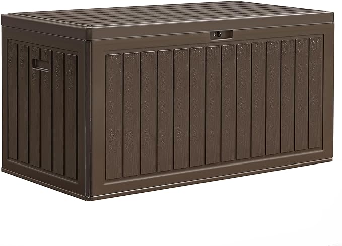 YITAHOME 90 Gallon Double-Wall Deck Box with Side Handles, Outdoor Large Storage for Patio Furniture Cushions, Garden Pool Accessories, Water Resistant & Lockable