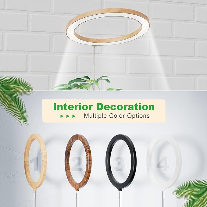 10" Grow Lights for Indoor Plants Full Spectrum,Indoor Plant Light for Indoor Growing with 160LEDs,Height Adjustable 11"-65" for Large Plant,Auto On/Off Timer 3/9/12H,9 Dimmable Brightness,Wood Grain