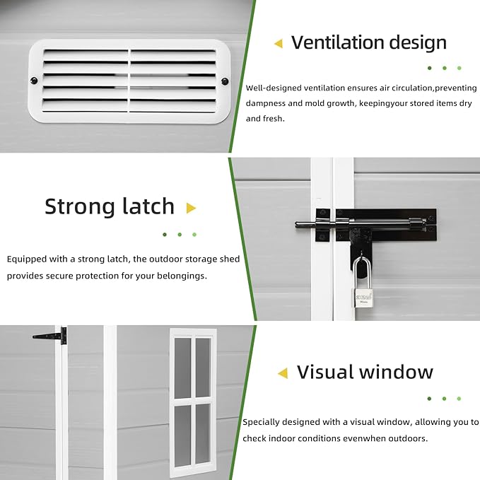 6x4.4FT Outdoor Storage Shed, Resin Shed with Reinforced Floor & Secure Door Lock, All-Weather Outdoor Shed for Gardening Tools, Bicycles, Patio Furniture, Lawn Mower (Gray)