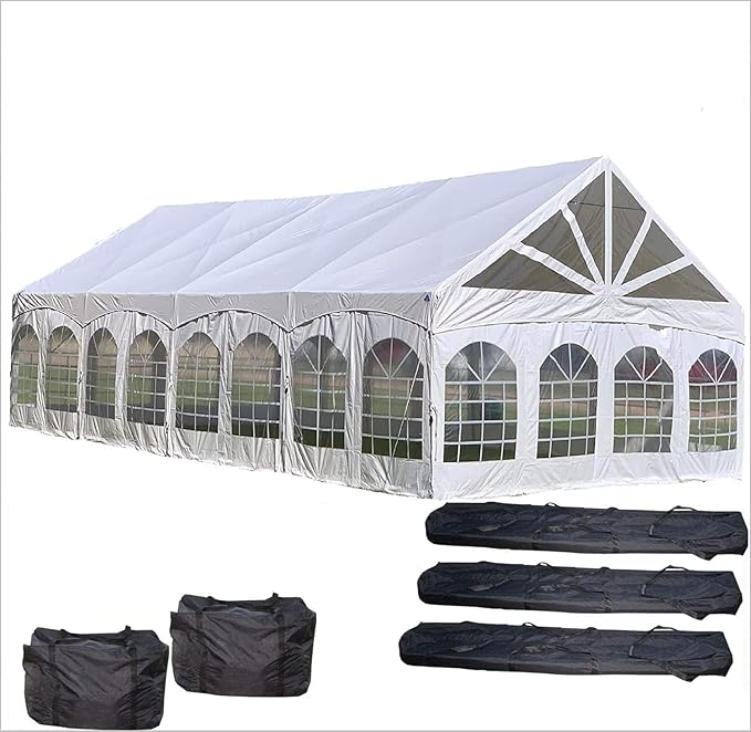 DELTA 40'x20' PE Marquee Party Tent, Tents for Parties, Large Wedding Tent, Carpas para Fiestas,Heavy Duty Canopy, Outdoor Event with Waterproof Top + 5 Storage Bags