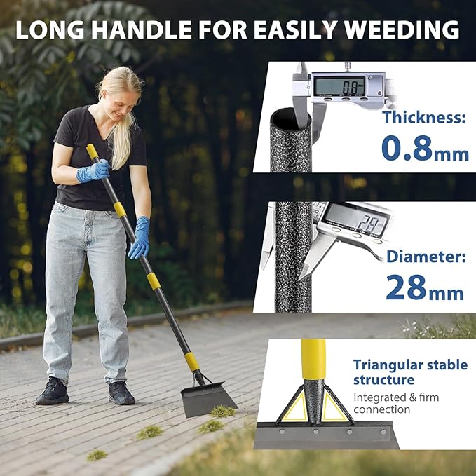 Floor Scraper Long Handle Heavy Duty, 60" Multifunctional Cleaning Shovel, Ice Scraper Stainless Steel Garden Tools Weed Scraper for Cleaning,Weeding,Scraping,Ice Remove,Landscaping,Yard