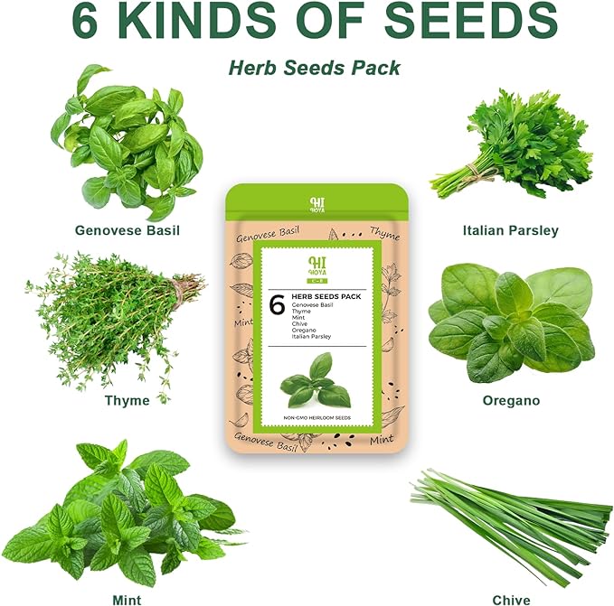 Herb Seed Pod Kit With Basil Mint Thyme Mixed, Grow Anything Seed Starter Pod Kit for Hydroponics Growing System with Plant Food, Seeds Included Genovese Basil, Italian Parsley, Oregano, Chive (8-Pod)