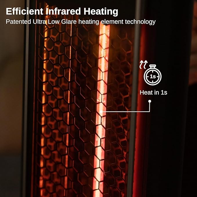 EAST OAK 1200W Portable Under Table Electric Patio Heater, Double-Sided Quiet Heat, IP65 Waterproof, Safety Tip-Over & Overheat Protection, with Carry Handle