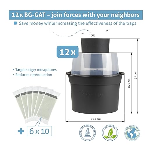 BIOGENTS BG-GAT2 Yard Control (Pack of 12) • Non-Electrical Outdoor Trap for Egg Laying Asian Tiger and Dengue Type • Position in Your Patio