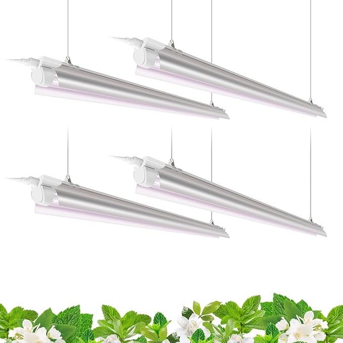 Barrina T8 LED Grow Light 4FT,168W(4 x 42W), 1000W Equivalent, Full Spectrum, V-Shape with Reflector Combo, Grow Lights for Indoor Plants, Greenhouse, 4-Pack