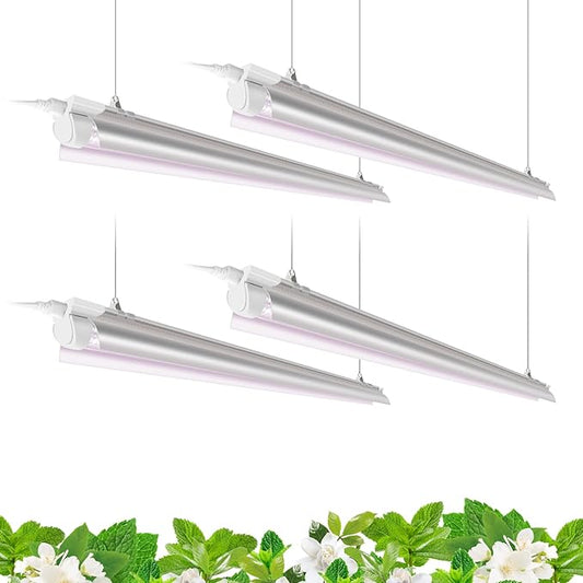 Barrina T8 LED Grow Light 4FT,168W(4 x 42W), 1000W Equivalent, Full Spectrum, V-Shape with Reflector Combo, Grow Lights for Indoor Plants, Greenhouse, 4-Pack