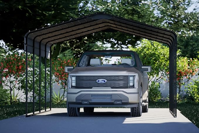 Steel Carport (Charcoal, 12 x 20 x 7 ft)