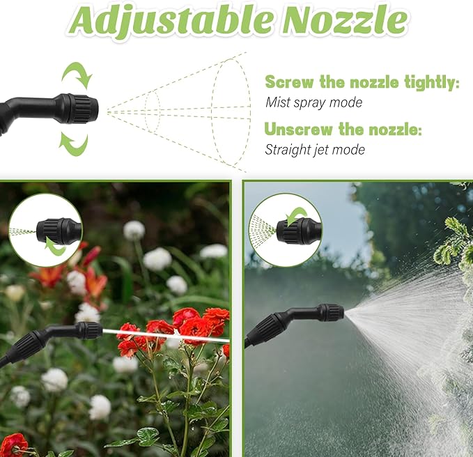 Battery Powered Garden Sprayer, 1.35 Gallon Electric Sprayer with USB Rechargeable Handle, 3 Mist Nozzles, Retractable Wand, Battery Pump Sprayers with Adjustable Shoulder Strap for Lawn and Yard