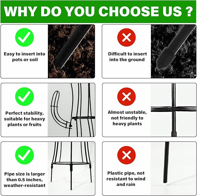 Cactus Obelisk Trellis - 16.34”x27.95” Unique Metal Design for Climbing Plants, Garden Decorative Support Structure for Potted Tall Vines and Rose Bushes