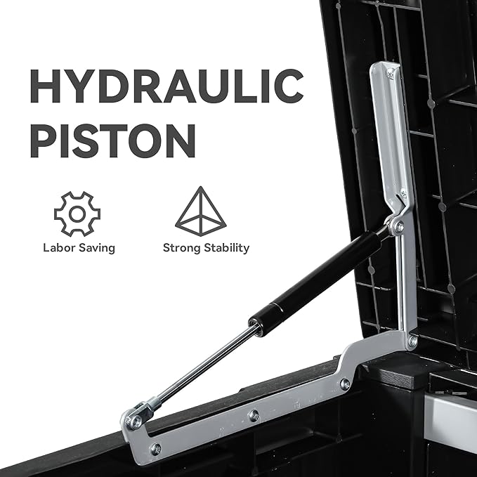 YITAHOME 120 Gallon Large Deck Box, Resin Outdoor Storage Box for Outdoor Pillows, Garden Tools and Pool Supplies, Waterproof, Lockable, Black