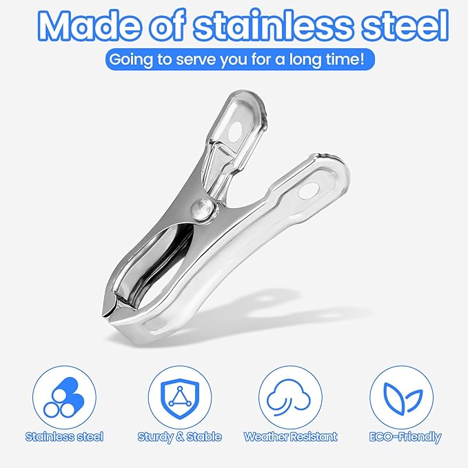 50PCS Garden Clips, Stainless Steel Greenhouse Clamps, Strong Grip Greenhouse Clips, Metal Clips for Netting, Shade Cloth, Plant Cover on Garden Hoops or Greenhouse Hoops by EGYPAMID