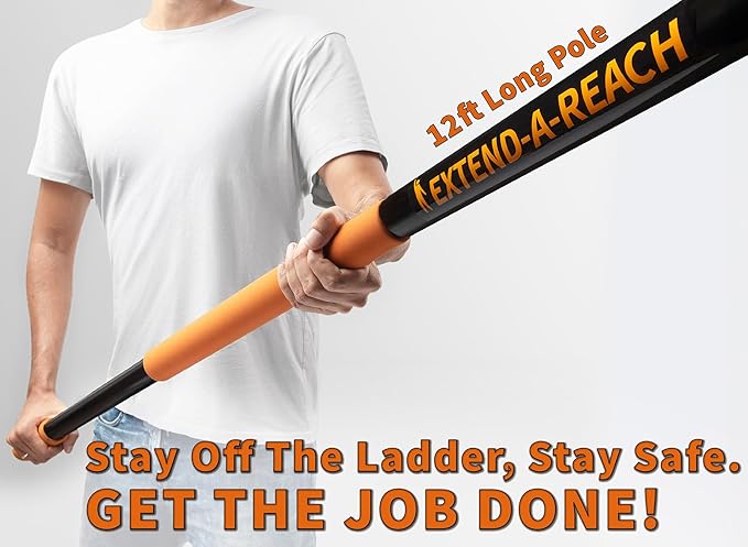 4-12 Telescoping Roof Rake 20 ft Reach // Collapsible Roof Rake for Leaves and Pine with Extension Pole // Roof Cleaning Tool for Gardening and Lawns // High Reach Adjustable Metal Leaf Raker