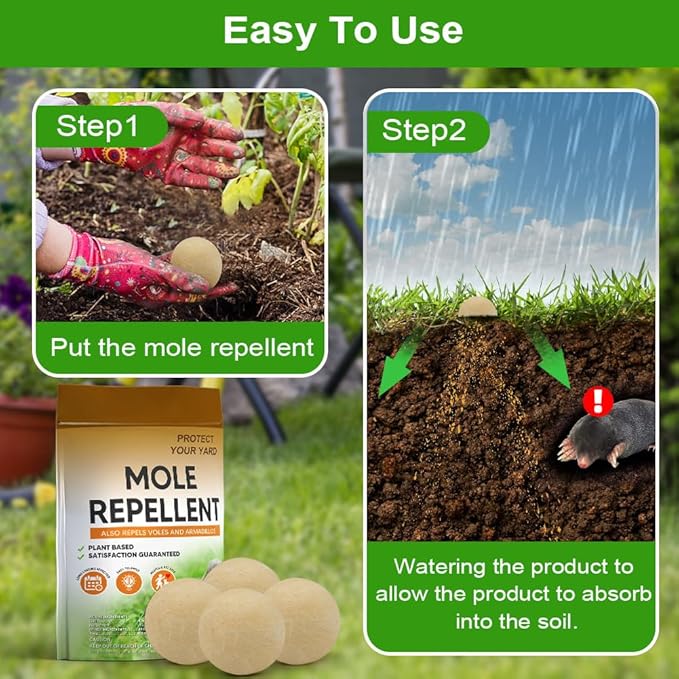 Mole Repellent for Lawns, Gopher Repellent Outdoor, Moles Control, Vole Repellant Groundhog Repellant for Your Lawn and Garden (1.5 Ounce (Pack of 8))