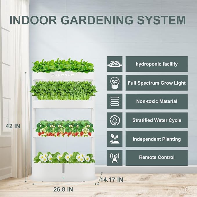 64 Pods Large Capacity Hydroponic Tower,4-Layer Hydroponics Growing System Kit with Full-Spectrum LED Grow Light,Timing Control,Indoor Hydroponic Garden for Plants Herb Vegetable