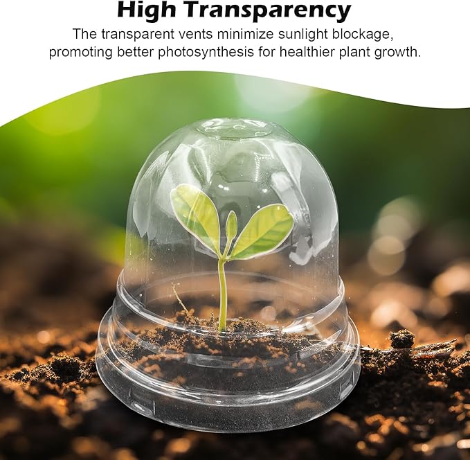 Humidity Domes for 4 Inch Pots, 100 Pack Transparent Plant Dome Covers with Ventilation, Clear Nursery Pot Domes for Seed Starting, Seedling Germination, and Gardening
