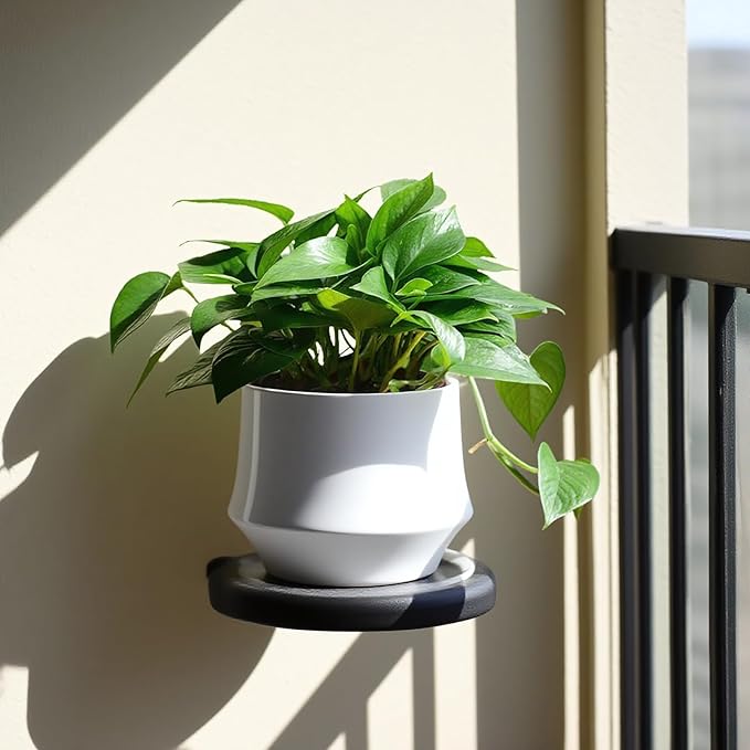 OXART Ceramic Plant Pots, 10/7.5/5.1 inch Planters Pots for Plants with Drainage Holes, Set of 3 Modern Round Decor Flower Pot for Plants Lilies, Cacti, Succulents, Snakes, and Pothos (White)