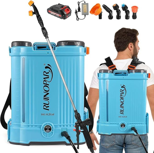 Battery Powered Backpack Sprayer 4 Gallon,100 PSI Adjustable Pressure,Compatible with Makita 18V Battery,Electric Garden Sprayer with 21V 2.6Ah Battery,Weed Sprayer for Weeding & Cleaning