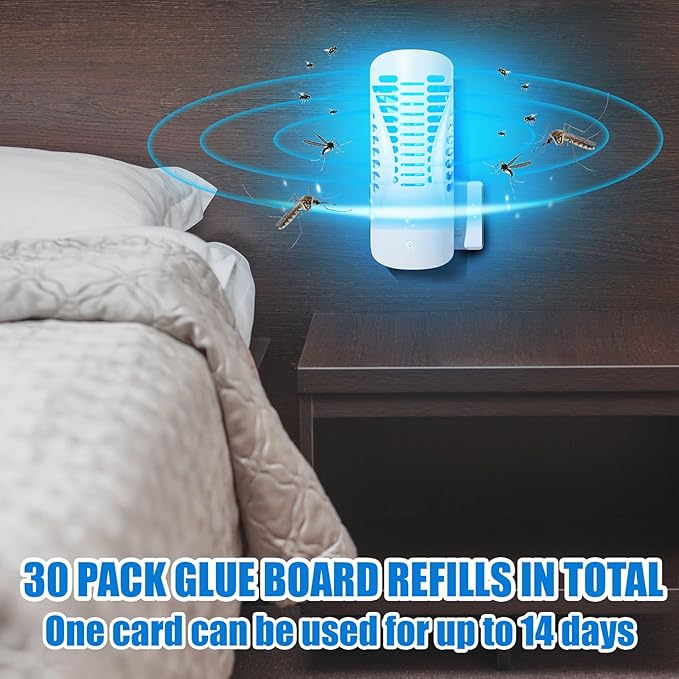 Qualirey 30 Pack UV Flying Insect Trap Refill Compatible with Shieldeck Sticky Card Plug Refill Replacement Glue Boards for Insect Bug Mosquito Gnat Indoors (No Device)