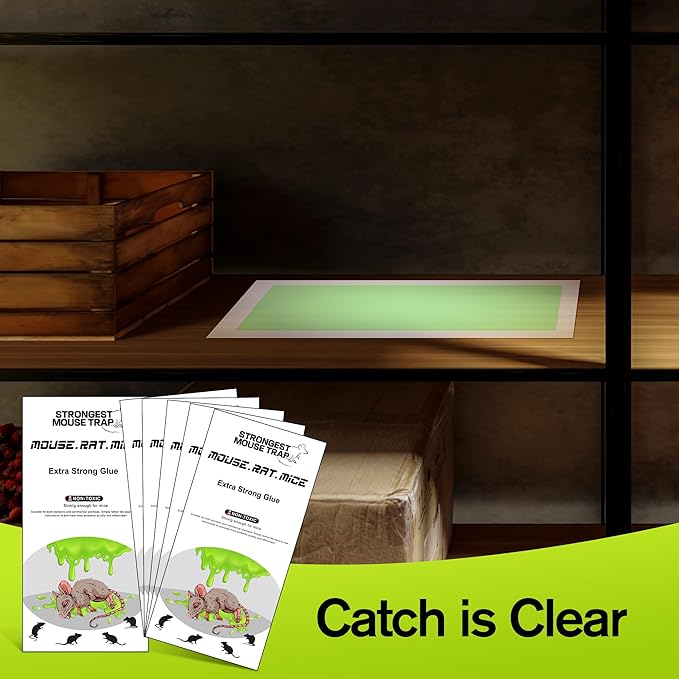 Qualirey 10 Pack Large Sticky Mouse Traps, 11 x 5.3 Inch Non-Toxic Bulk Mice Glue Trap, Rat Glue Boards Indoor Pest Control for Rodent and Insects, Snakes, Cockroaches, Spiders, and Scorpions