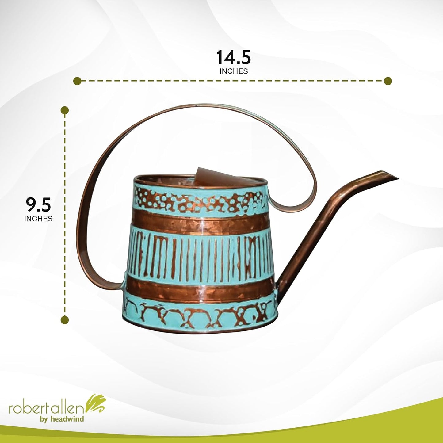 ROBERT ALLEN MPT01508 Danbury Metal Watering Can, Teal/Copper