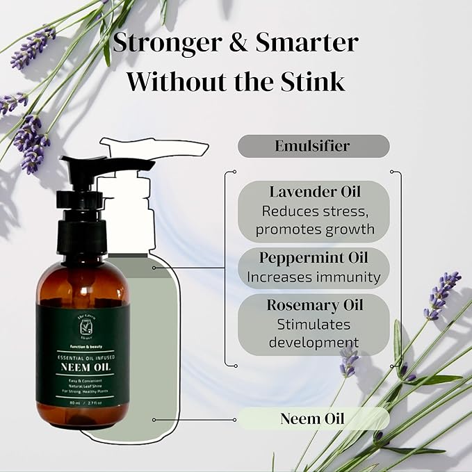 Neem Oil for Plants (Makes 480 fl oz) with Spray Bottle & Essential Oils | for Indoor Houseplants & Outdoor Gardens, Natural Leaf Shine