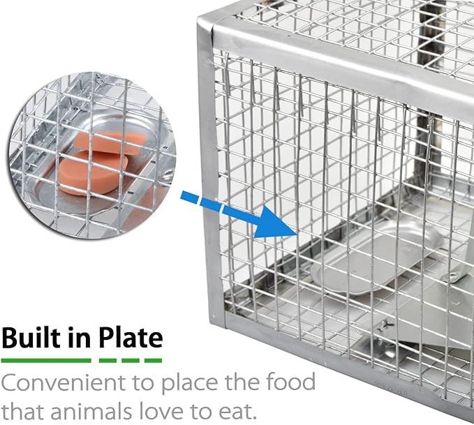 2-Pack Chipmunk Traps Humane Live Mouse Rat Cage Traps for Indoor and Outdoor Use (Silver)