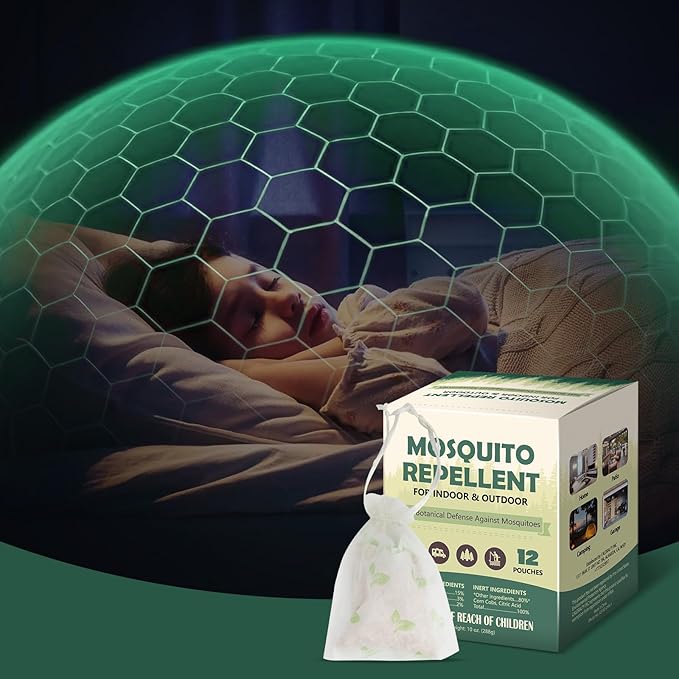 Mosquito Repellent for Patio, 12 Pcs Mosquito Repellent Pouches, Mosquito Deterrent Indoor Outdoor, Mosquito Control, Keep Mosquitoes Away from Home Patio Camping,