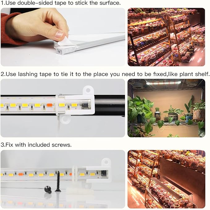 Grow Light Strips, LED 150-Bulb 3500K Dimmable Full Spectrum Plant Growing Lamp Bars for Indoor Plants Hydroponic Veg Succulent Seedling, Daisy-Chain Design