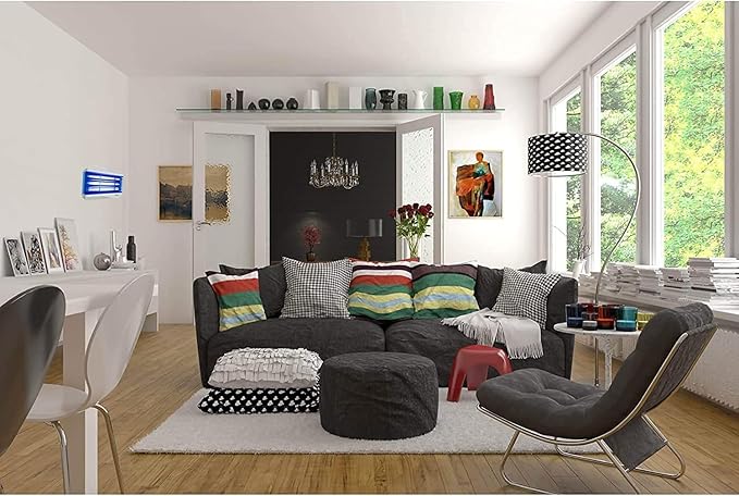 Awoco LED 15W 100V-240V Wall Mount Sticky Fly Trap Lamp XL 78” Extra Long Power Cord with 3 LED UV Lights for Capturing Flies, Mosquitoes, Moths and Flying Insects (Fly Trap XL + 6 Glue Boards)