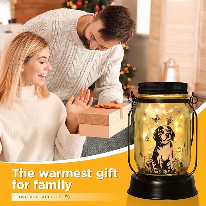 Beagle Gifts for Women/Men Beagle Solar Lanterns Dog Mom Birthday Dog Lovers Lantern Pet Loss Pet Memorial Lights Solar Garden Decoration Outside for Yard, Patio,Backyard,Porch