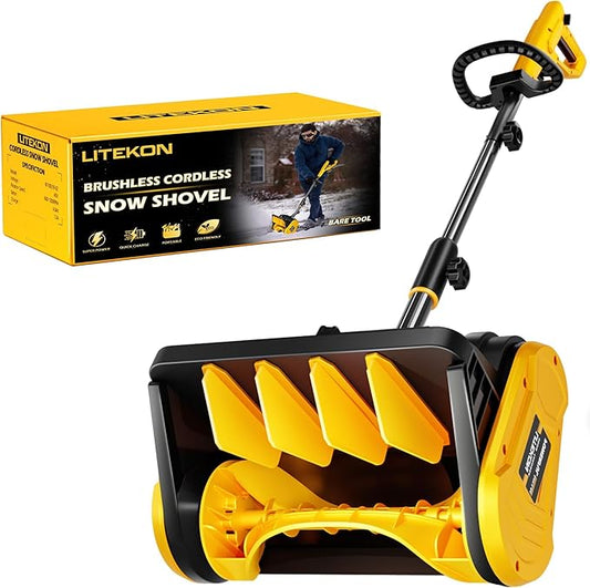 Cordless Snow Shovel Compatible with De-Walt 20V Battery (No Battery), 13-Inch Brushless Electric Snow Blower for 25FT Throw Distance and 6" Clear Depth for Patio, Deck, Driveway