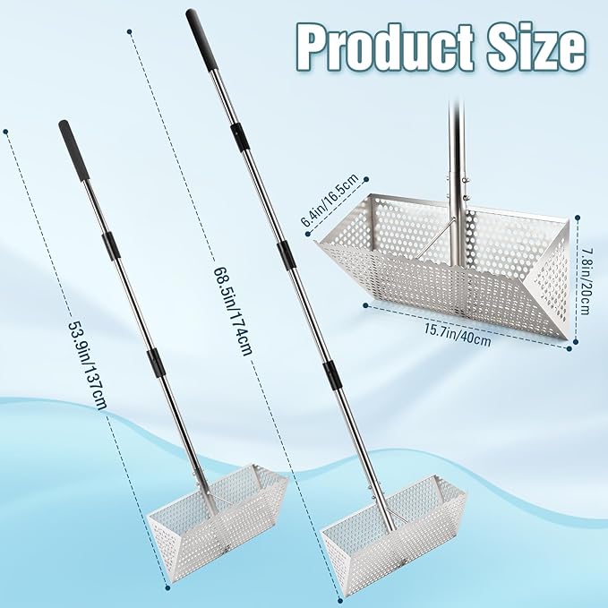 Sand Flea Rake, Stainless Steel Sand Sifter, Shark Tooth Sifter with A 16-Inch Wide Drain Screen for Finding Fleas,Shells and Shark Teeth