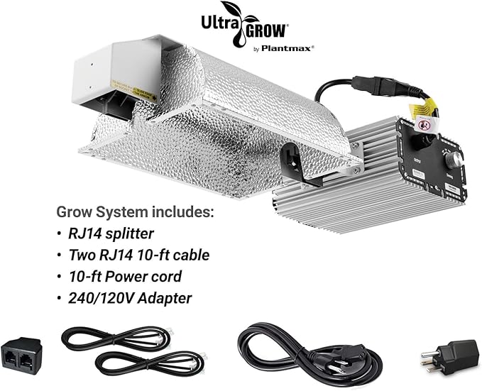UltraGrow – Classic 1000W DE Double Ended HID Grow Light System with HID Bulb, Dimmable Ballast for Indoor Growing (Classic Controller & MH)